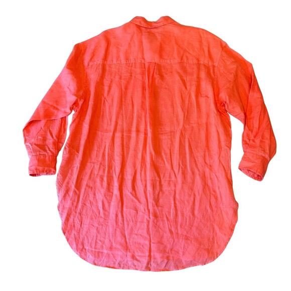 GAP Women’s Oversized Coral Linen Button Down Shirt | Size XL 801E - Picture 10 of 11